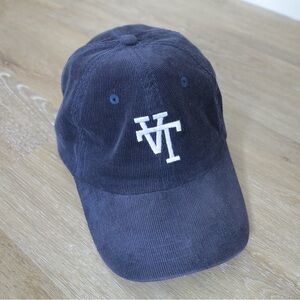 Navy Blue Corduroy Adult Adjustable Dad Hat Upside Down LA / VT Embroidered